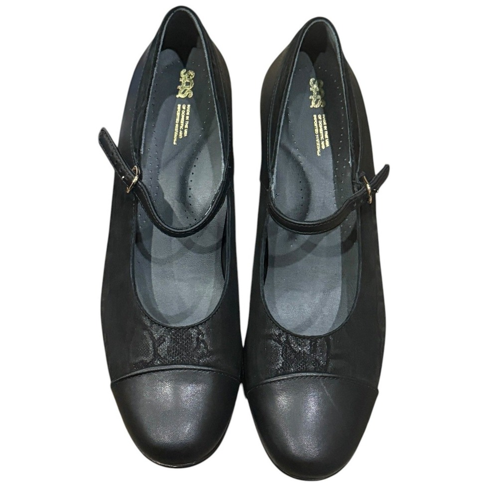 SAS Isabel Mary Jane Kitten Heels Women 10.5 Black Leather Comfort Work Pumps - Picture 4 of 16